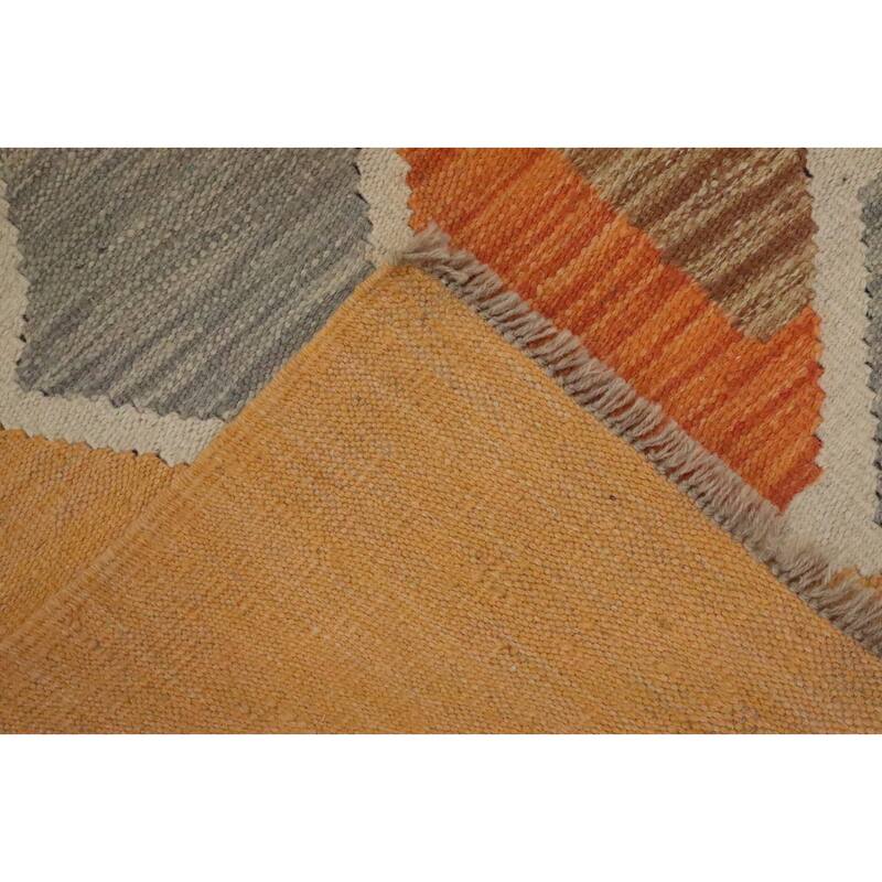 Hand Woven Oriental 100% Wool Carpet Southwestern Modern Greys & Charcoal Kilim Area Rug - 6' 6'' X 4' 9''