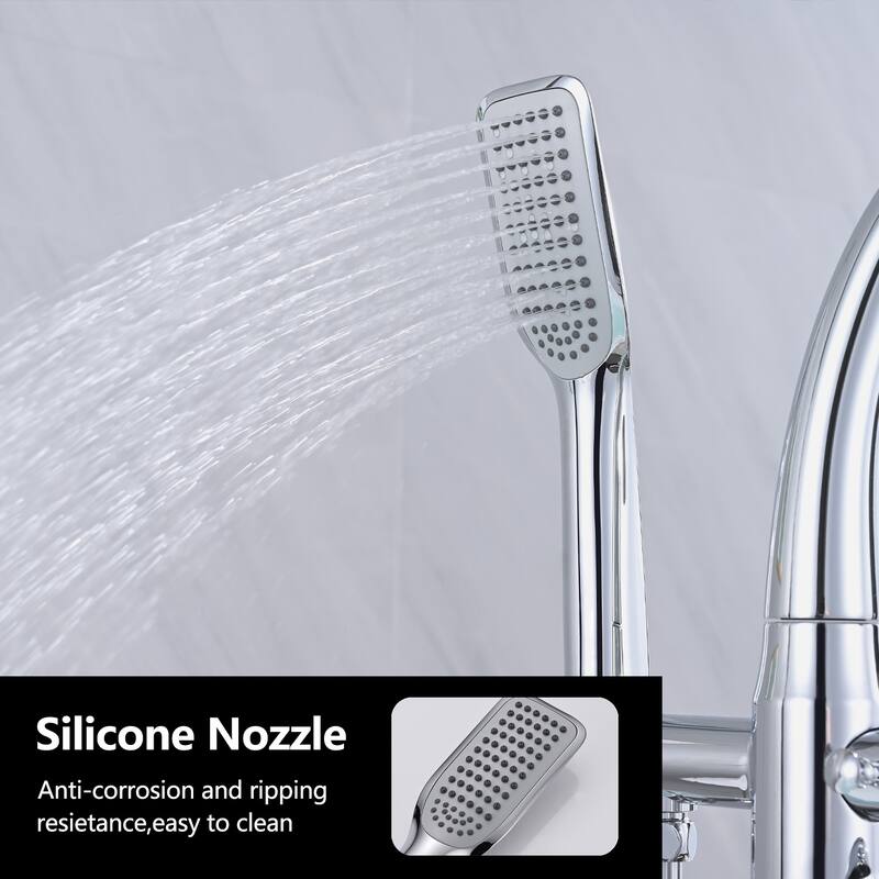 Topcraft Floor Mounted Bathtub Filler with Handheld Showerhead