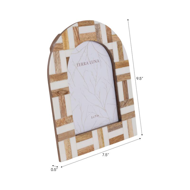 Resin Wood Picture Frame Arched Mosaic Design Home Decor - 5x7" Ivory