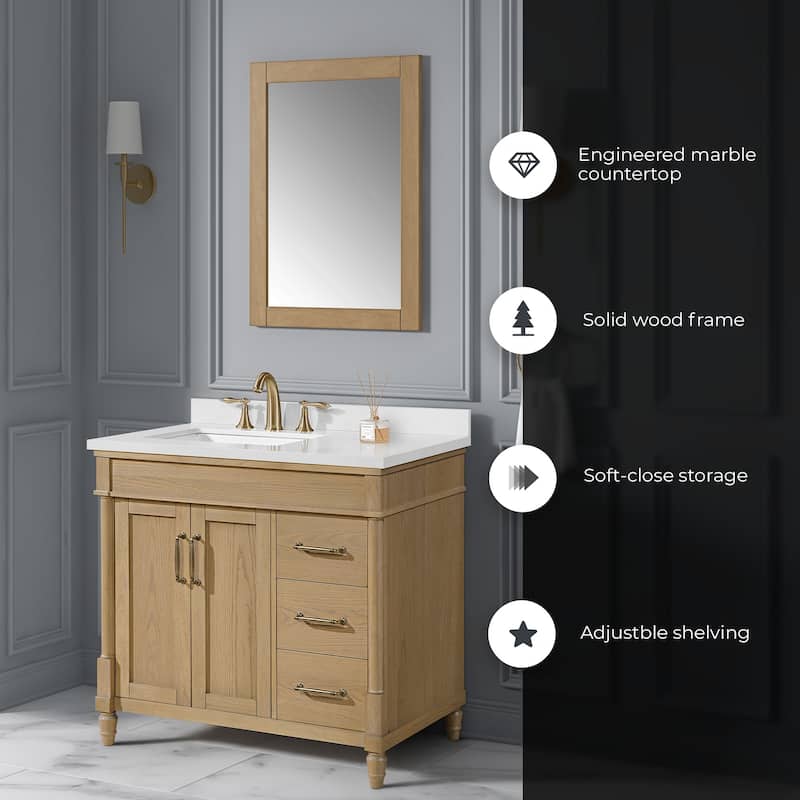 Salisbury Bathroom Vanity with White Engineered Marble Top