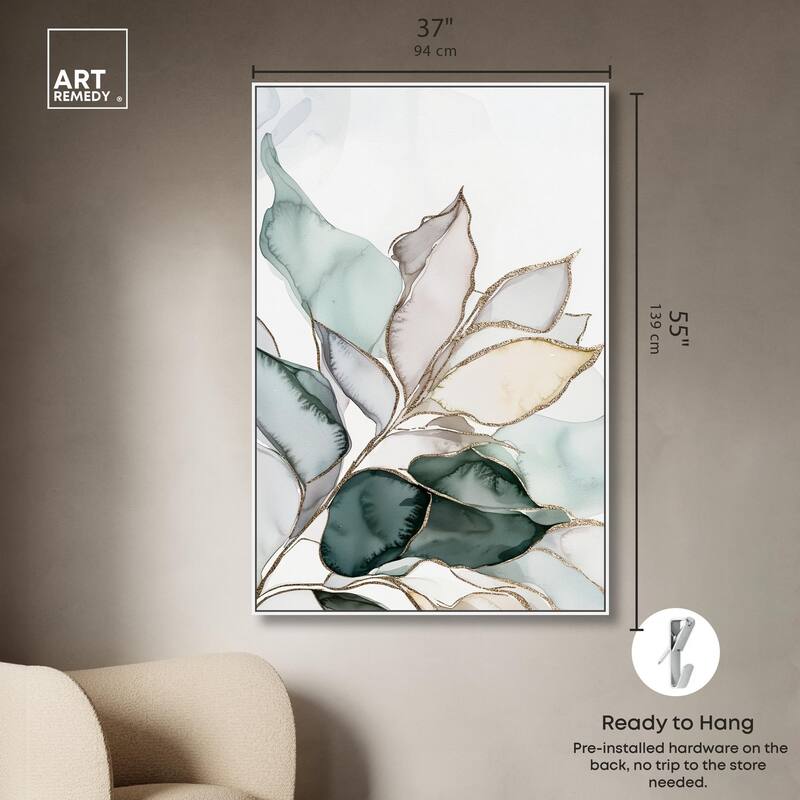 Pastel Leaves with Gold I Canvas by Art Remedy