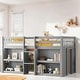 preview thumbnail 1 of 9, Stylish & Multi-Functional Twin Low Loft Bed With 2-Tier Shelves and LED Light, Sturdy Construction & Safety Guaranteed, Grey
