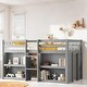 preview thumbnail 1 of 19, Twin Size Kid Low Loft Bed With Two-Tier Shelves And LED Light, White