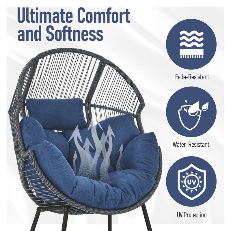 Outdoor Wicker Egg Chair with Removable Cushion