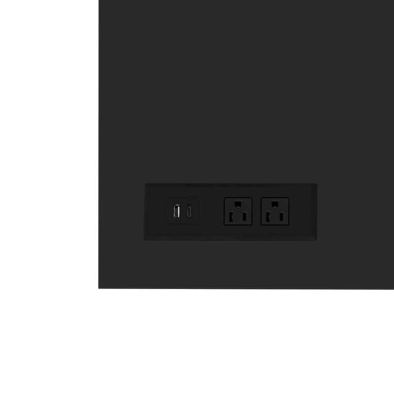 Farmhouse 55.1" Sideboard with Sliding Barn Doors and Storage Drawers, Wood Buffet Table with Power Outlet