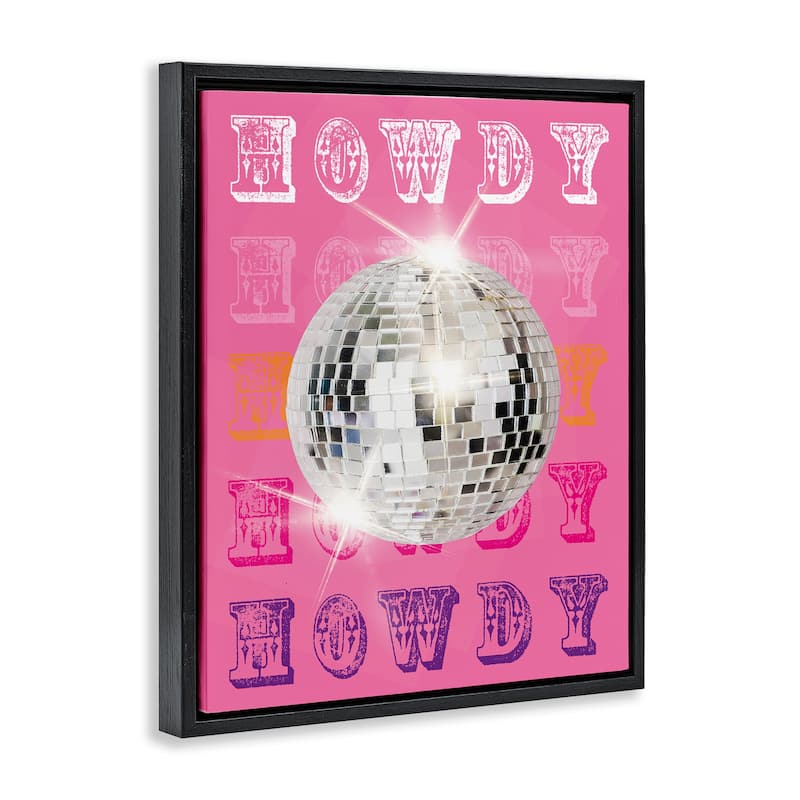 Stupell Howdy Retro Disco Ball Framed Floater Canvas Wall Art Design By Susan Arnot