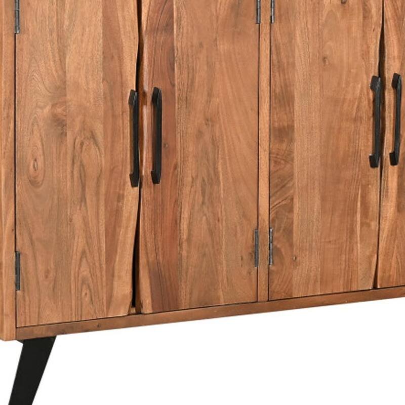 HomeRoots 69" Brown Solid Wood Live Edge Sideboard with Six Doors - 69.00 in. x 38.00 in. x 17.00 in.