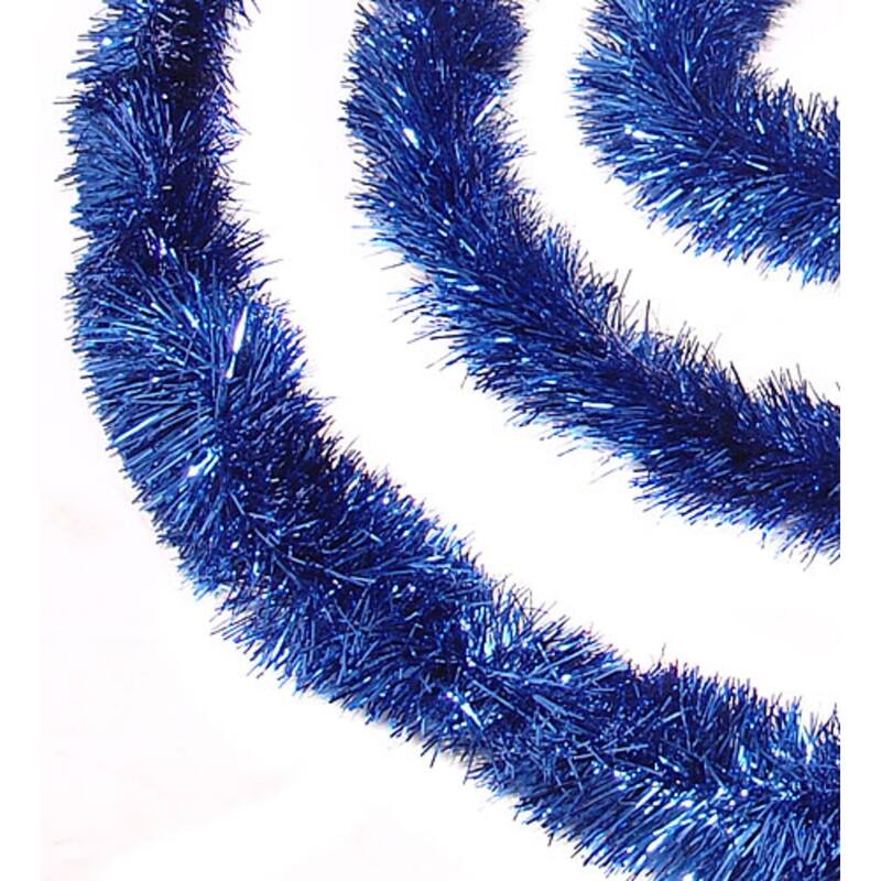 50' Shiny Lavish Blue Christmas Hanukkah Foil Tinsel Garl - Unlit