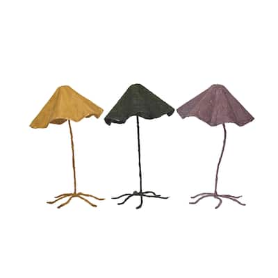 Paper and Metal Mushroom Accent Décor