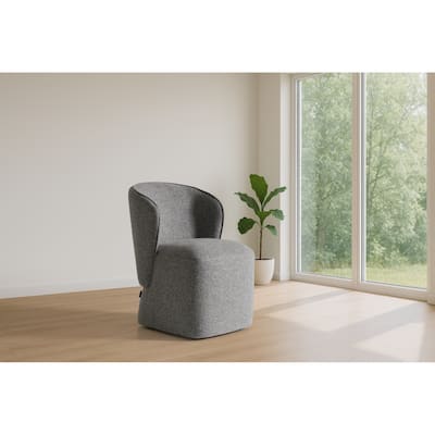 Modrest Souza Modern Grey Fabric Swivel Dining Chair