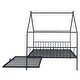 preview thumbnail 26 of 28, Full Size Metal House Bed with Twin Size Trundle