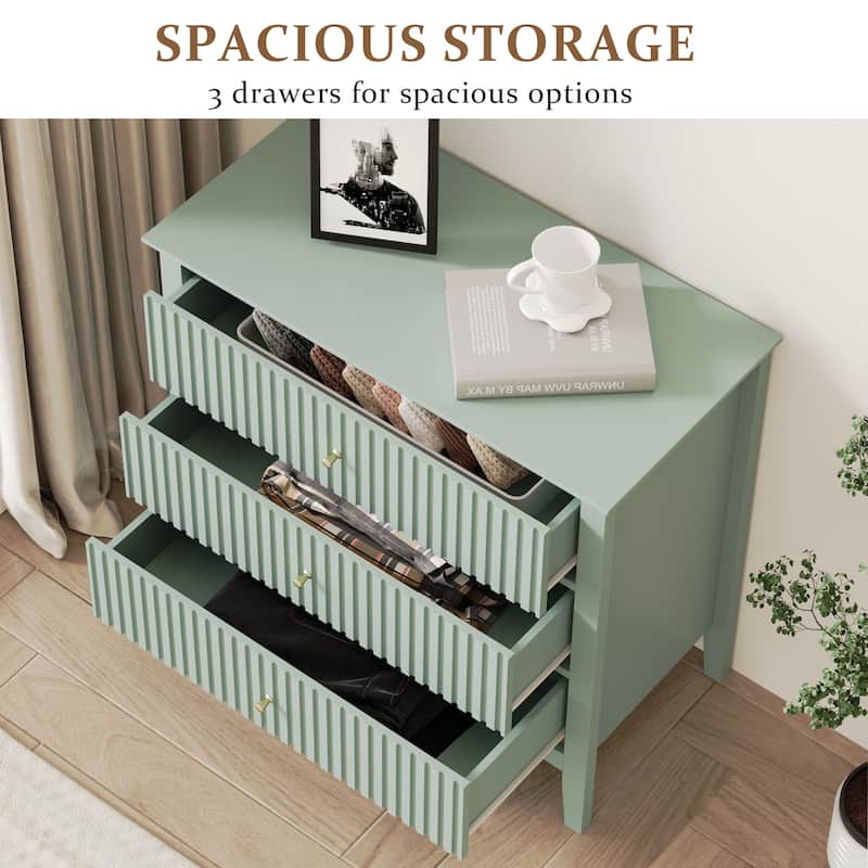 Fluted 3 Drawer Dresser