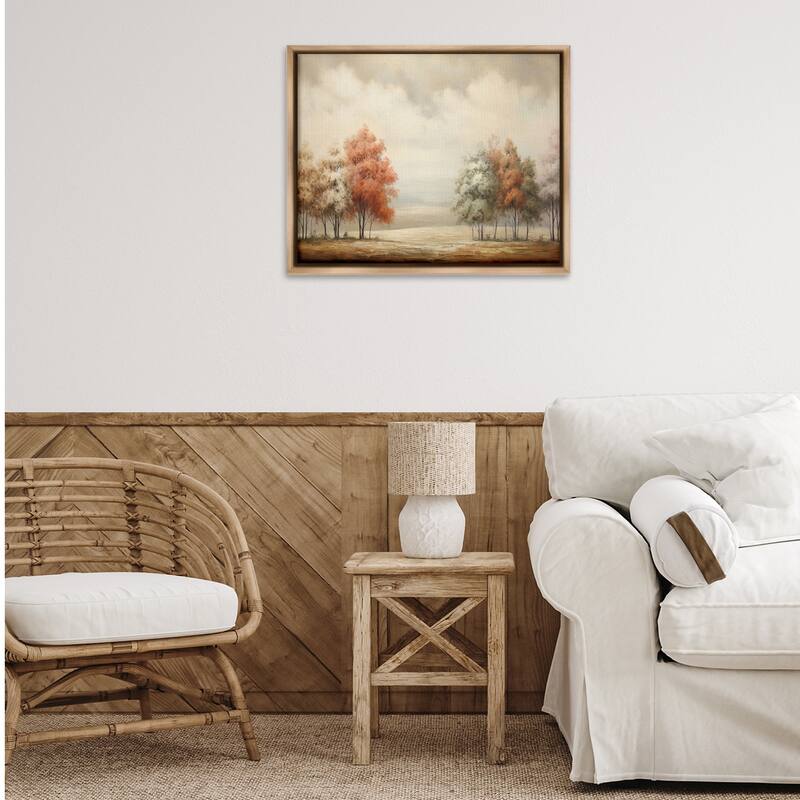 Stupell Muted Autumn Treeline Framed Floater Canvas Wall Art Design By Franklyn Gregory