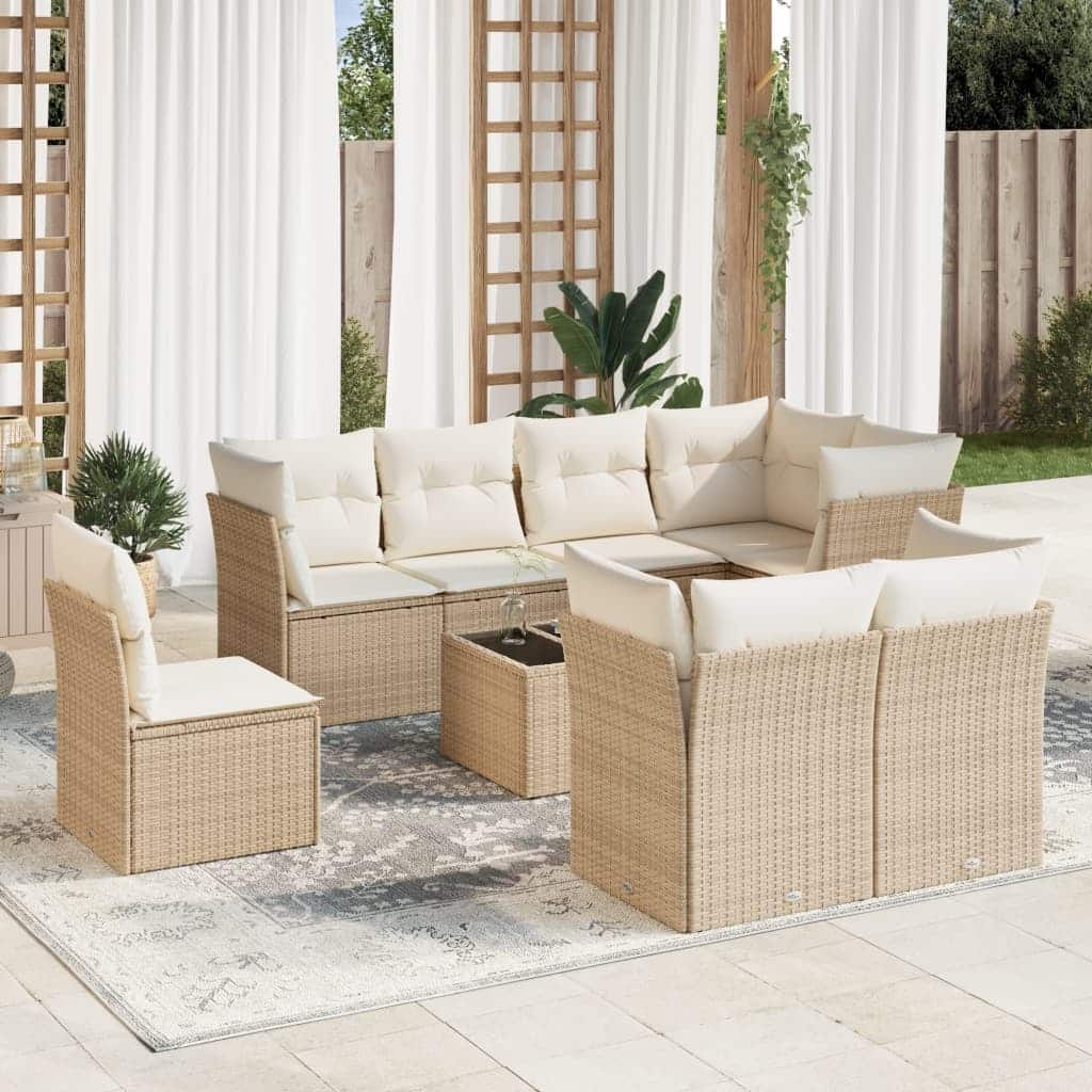 vidaXL Garden Sofa Set Beige, Cream White - 21.7 x 21.7 x 14.6