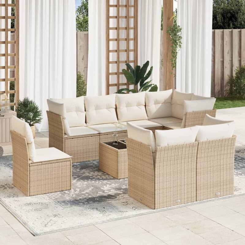 vidaXL Garden Sofa Set Beige, Cream White - 21.7 x 21.7 x 14.6