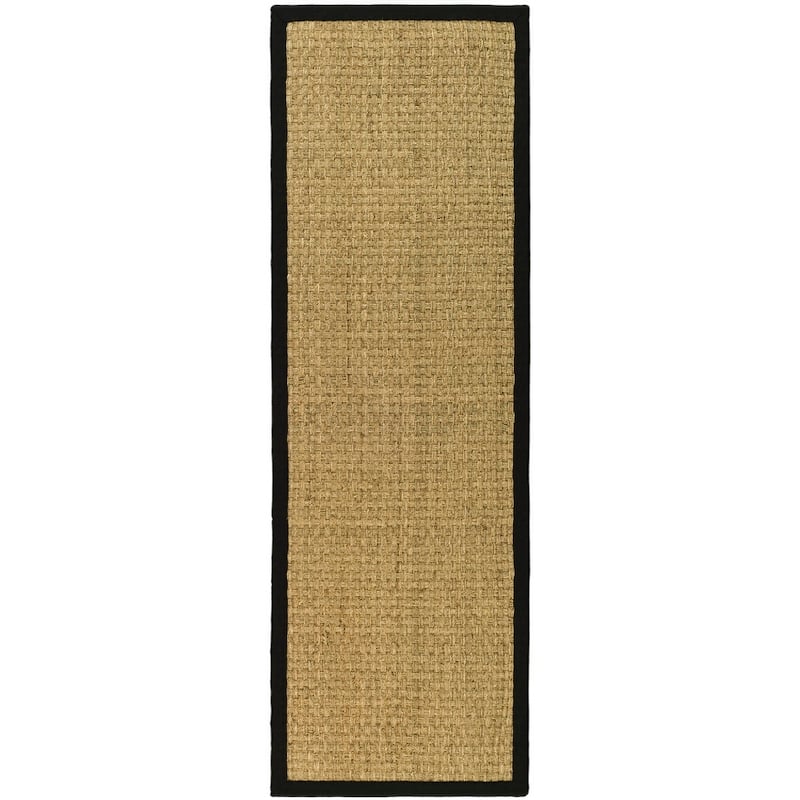 SAFAVIEH Natural Fiber Zymryd Basketweave Seagrass Rug - 2'6" x 8' Runner - Natural/Black