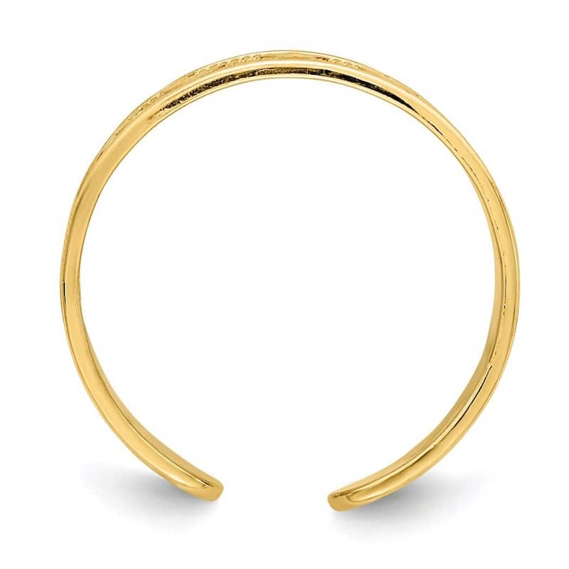 Curata 14 karat Yellow Gold Adjustable Star and Celestial Moon Toe Ring (4mm)