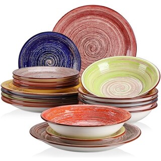vancasso BONITA Assiettes Service de Table 24 Pièces pour 6 Personnes en Grès - 6 Assiettes