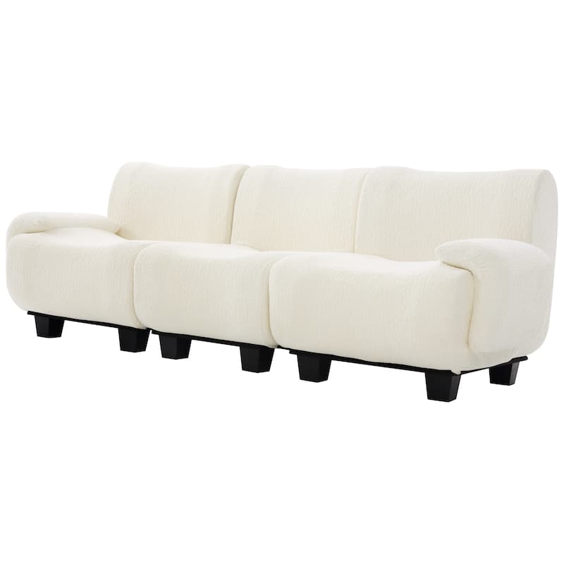 Roomfitters Modern 3-Seater Chenille Sofa Couch with Curved Armrests, 95 Inch