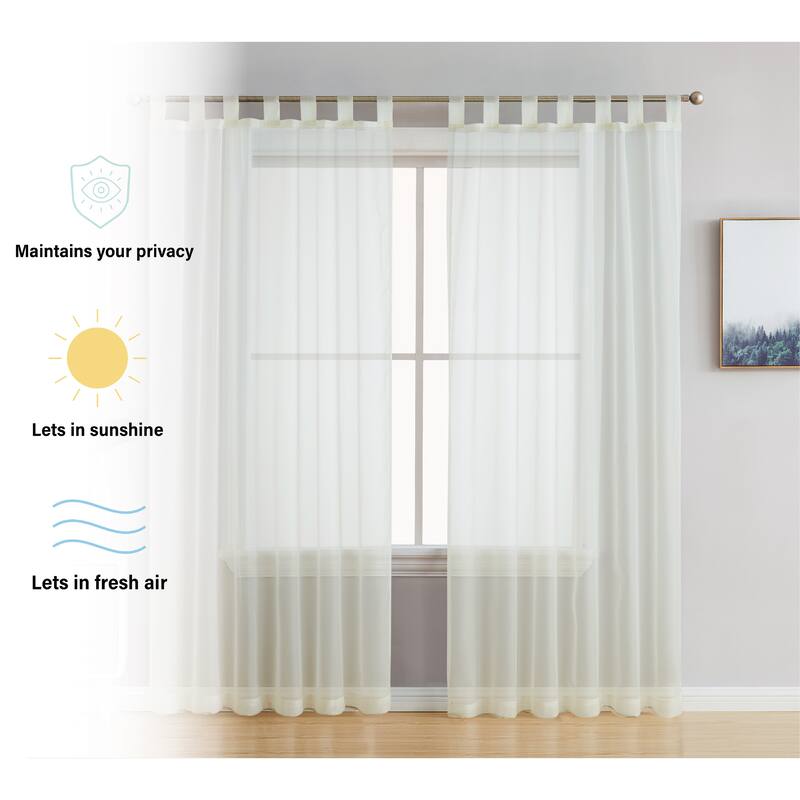 HLC.me Sheer Voile Tab Top Window Curtain Panels for Living room & Bedroom, Set of 2 panels