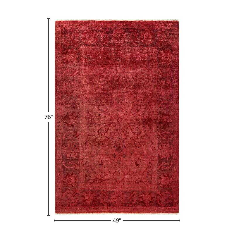Vibrance, One-of-a-Kind Hand-Knotted Area Rug - Red, 4' 1" x 6' 4" - 4' 1" x 6' 4"
