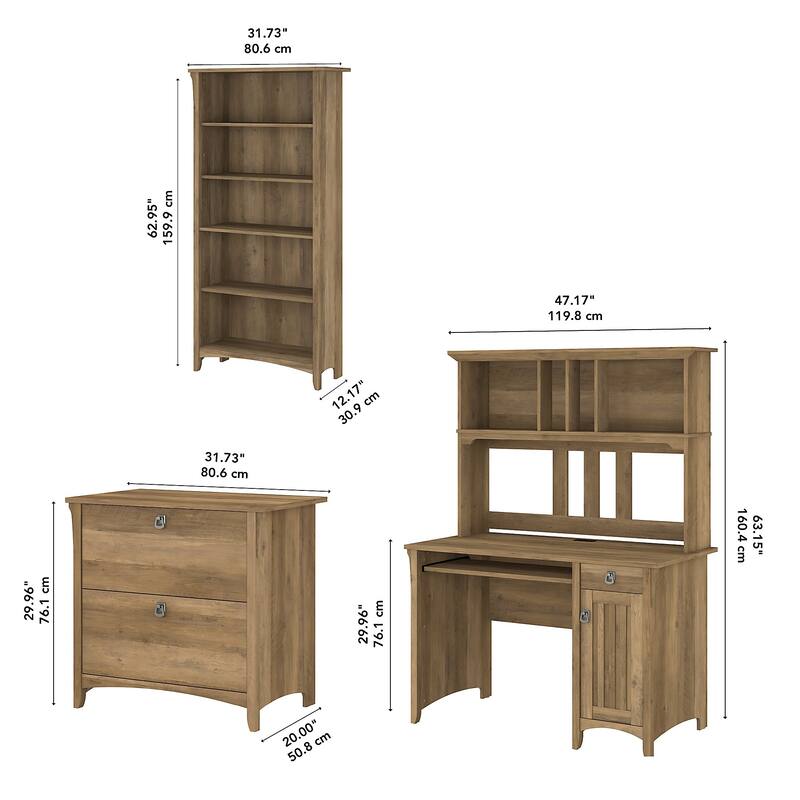 Bush Salinas Mission Desk with Hutch Office Suite in Cape Cod Gray