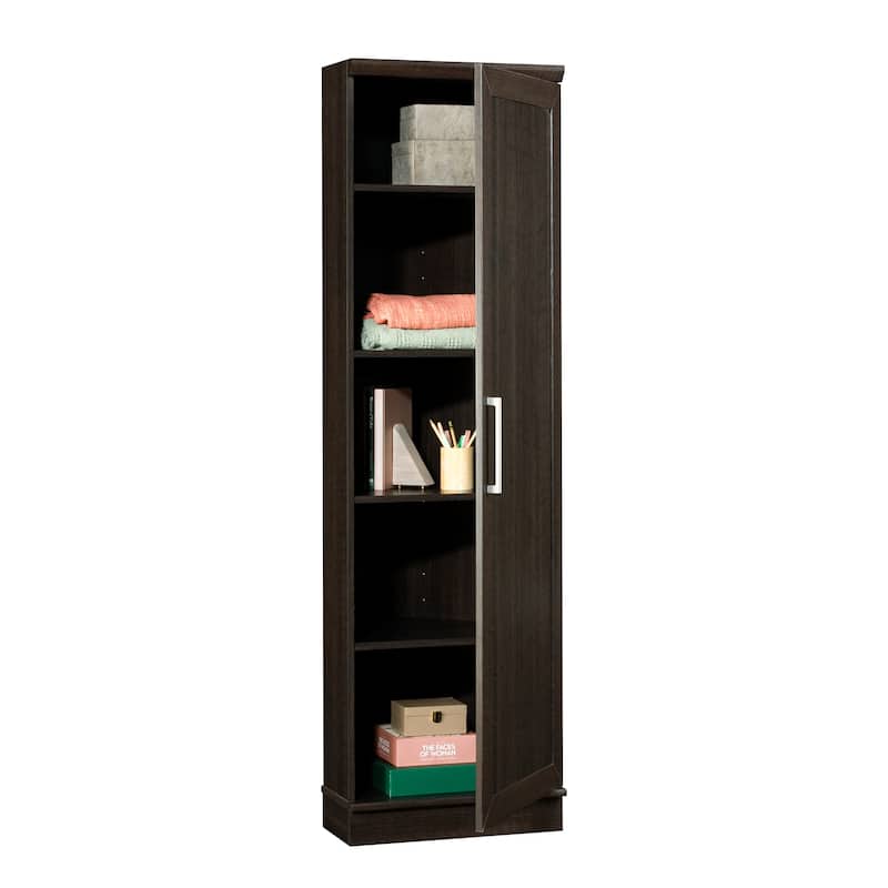 Engineered Wood Contemporary Corner Storage Cabinet with 5 Shelves, Brown - 20.79" W × 19.45" D × 71.42" H
