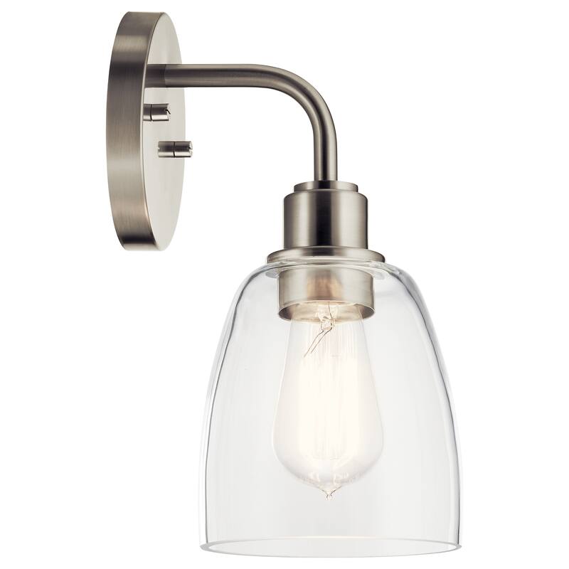 Kichler Lighting Meller 11.25 in. 1-Light Brushed Nickel Wall Sconce with Clear Glass