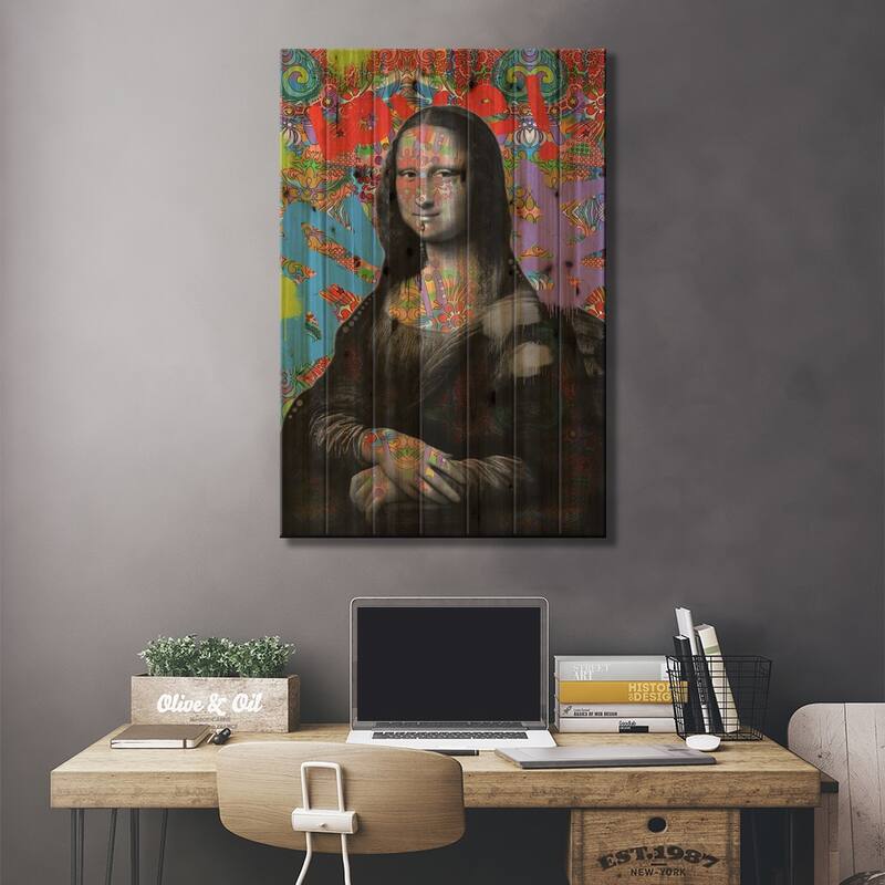 Mona Lisa Print On Wood by Dean Russo - Multi-Color