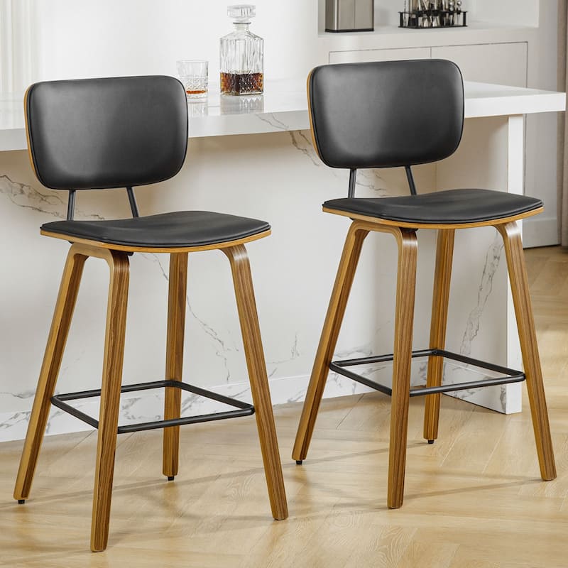 26" Wood Counter Height Bar Stools Set of 2 - 37.6"H x 19.5"W x 18.7"D