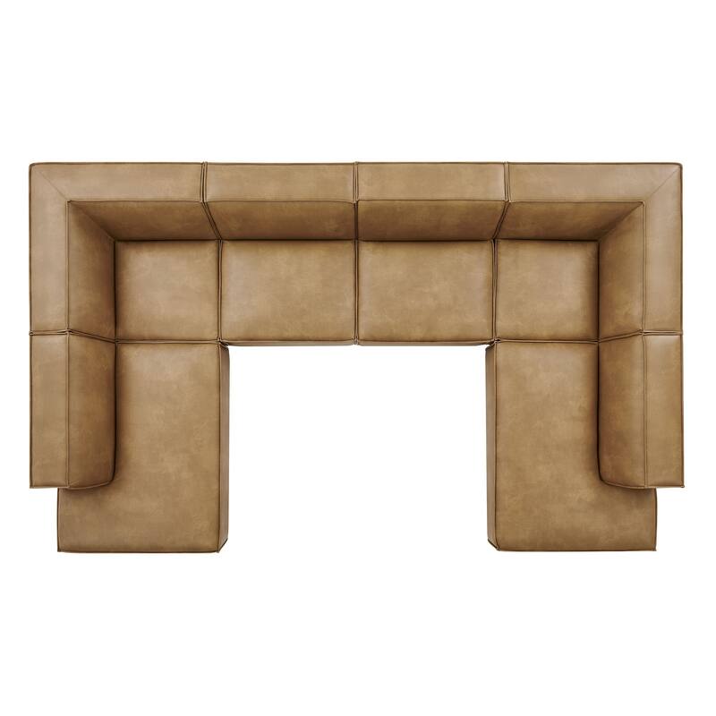 Restore 6-Piece Vegan Leather U-Shaped Armless Sectional Sofa