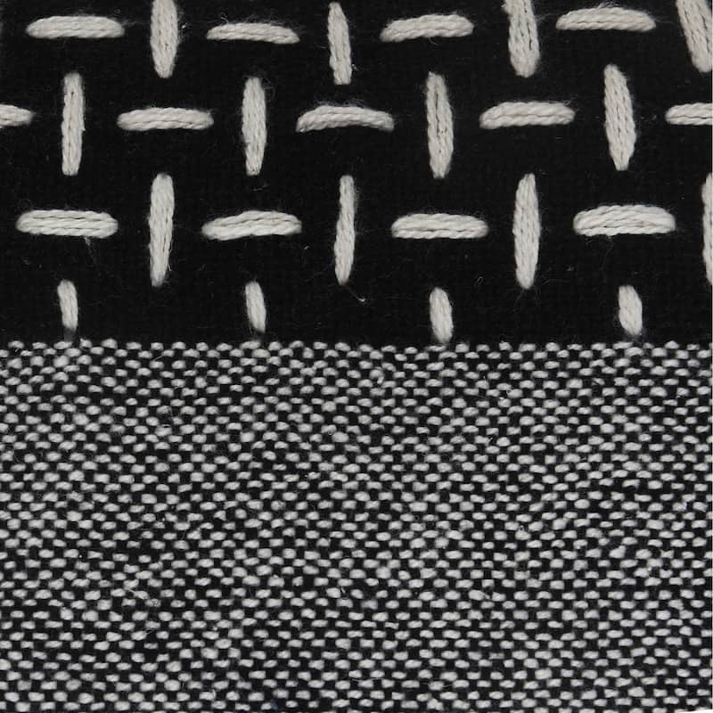 Handwoven Geometric Square Throw Pillows - 20" - Black and White - Set of 2