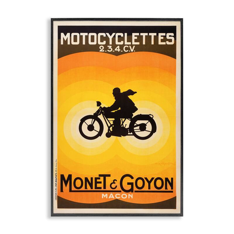 Stupell Vintage Motorcycle Advertisement Framed Giclee Art Design By Marcus Jules - 12 x 18 - Black