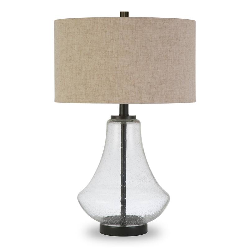 Leta Table Lamp in Seeded Glass with Flax Shade