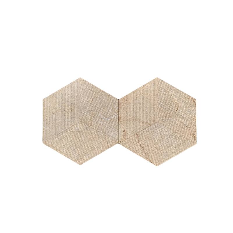 Roomfitters Hexagon Marble Tile, FS Textured 3D Fluted Natural Stone for Wall, Genuine Marble, 12-Piece Box, Gold Yellow Beige