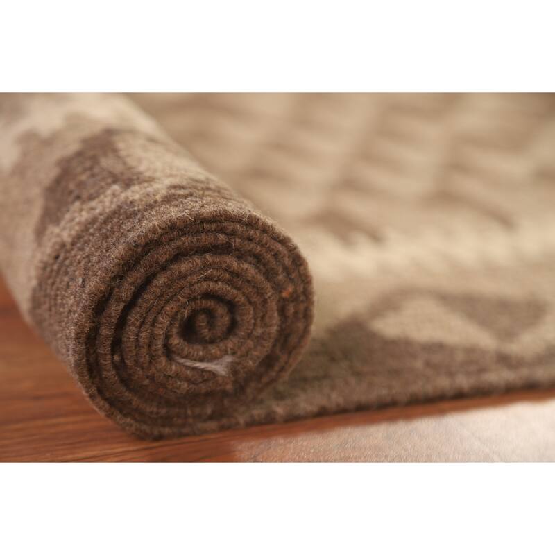 Geometric Kilim Reversible Area Rug Flat-weave Living Room Wool Carpet - 6'9" x 9'10"