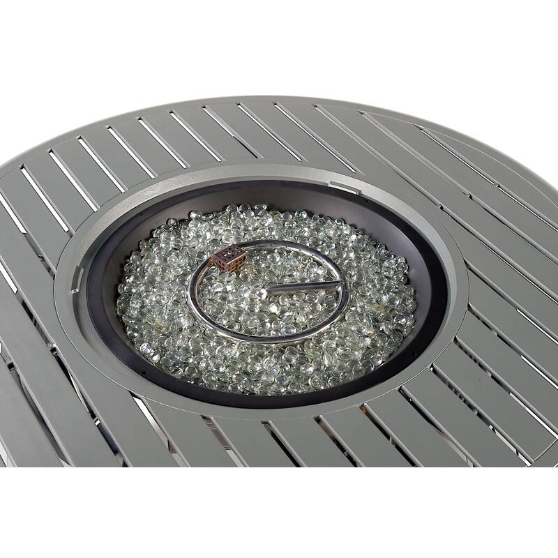 Aluminum Outdoor 44 in. Round Propane Fire Table, with Fire Beads, Lid and Fabric Cover, 57,000 BTUs in Antique Copper Finish