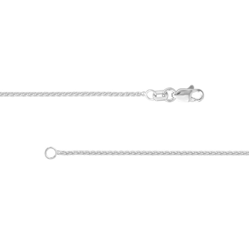 Curata 14k White Gold 1.25mm Round Wheat Chain Necklace (Lobster)