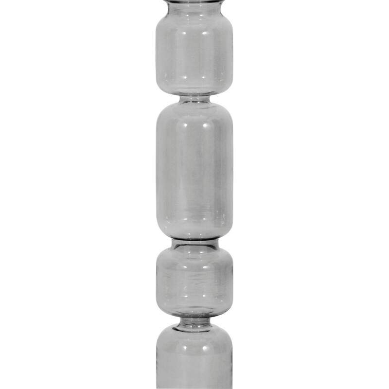 Glass Mixed Bubble Taper Candle Holder - Smoke