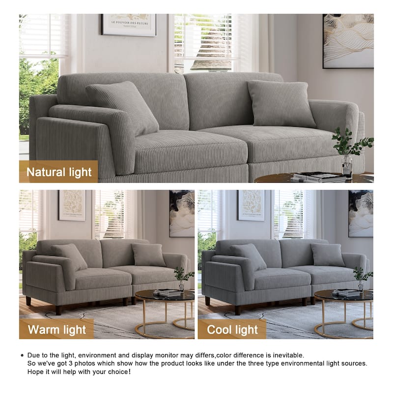 90" Corduroy Sectional Sofa Lounge Sleeper Sofa