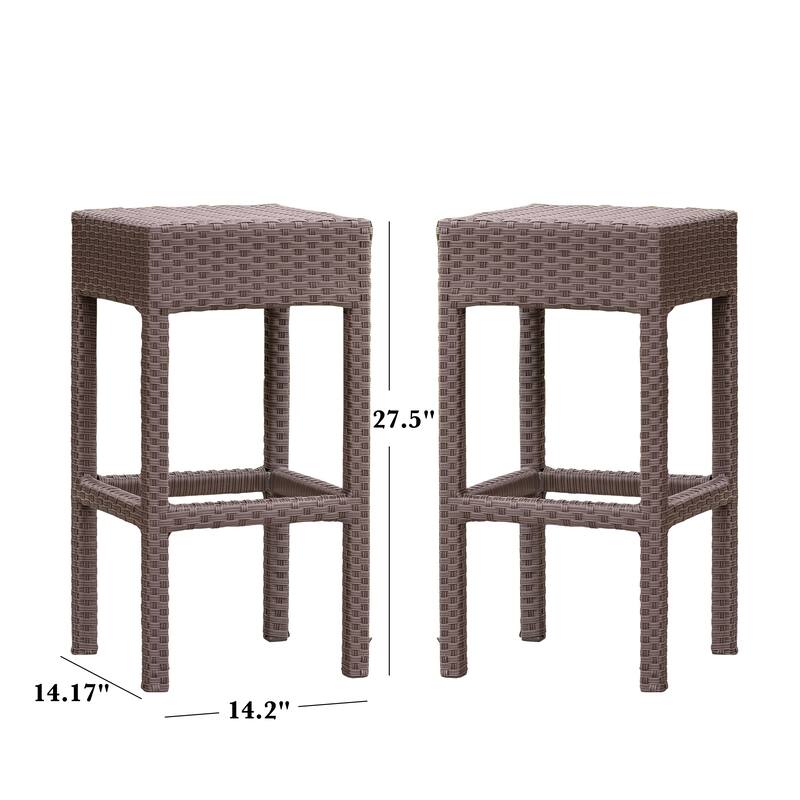 Rural Style Bar Chair, Outdoor Patio Wicker Barstool, Backless High Chair, Counter Stool for Home Patio Pub and Kitchen Island