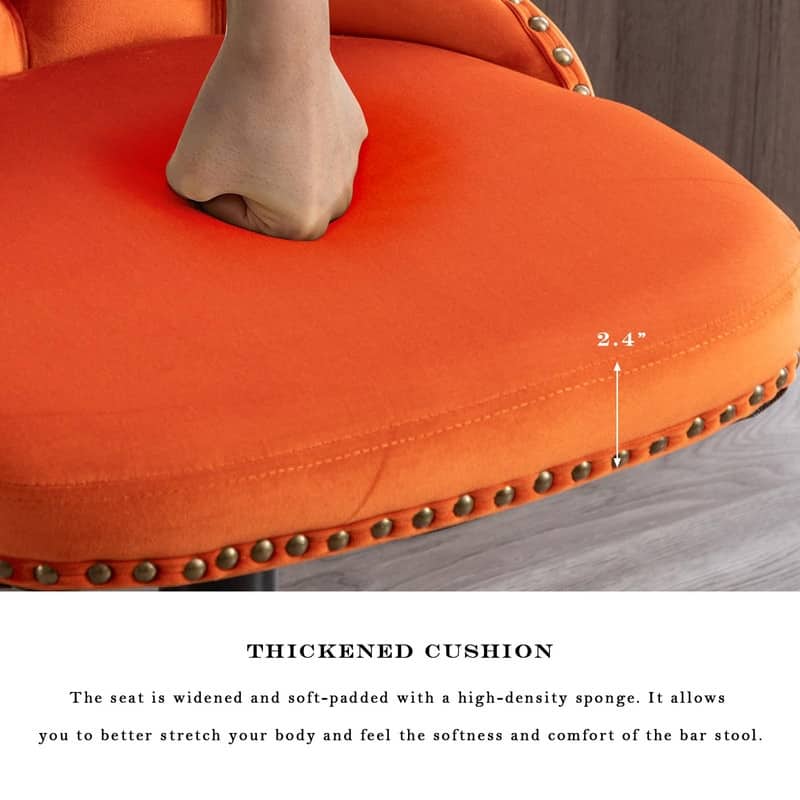 Velvet Upholstered Nailheads Tufted Swivel Bar Stools (Set of 4)