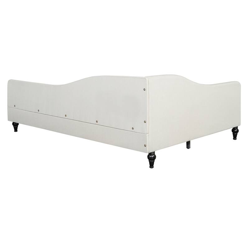 Linen Fabric L-Shaped Wooden Daybed