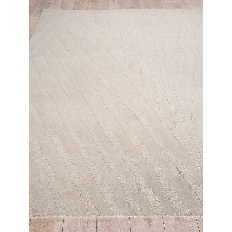 Exquisite Rugs Tempo Handmade Handloomed New Zealand Wool Light Silver Area Rug