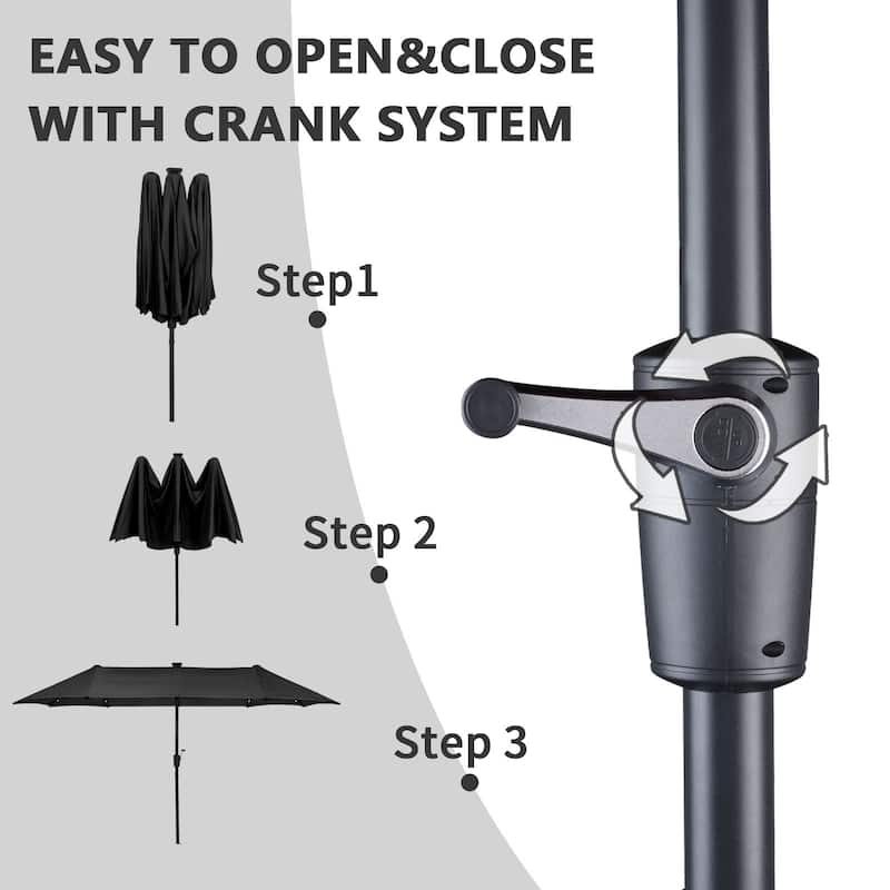 Autlaycil 13 ft Patio Umbrella with Crank Outdoor Umbrella with Base