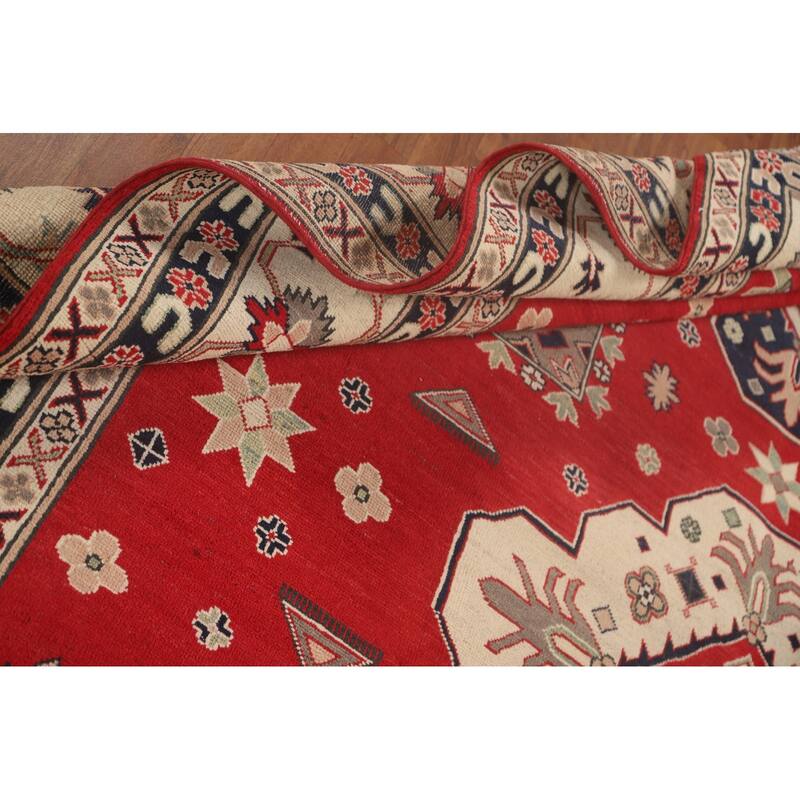 Red Kazak Oriental Area Rug Handmade Traditional Wool Carpet - 9'0"x 12'8"