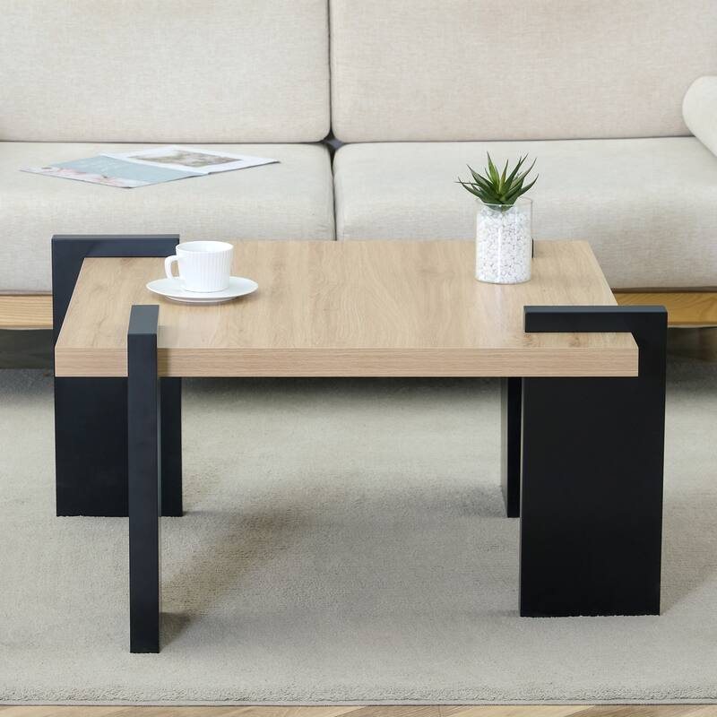 31.5" Compact Coffee Table, Dark Wood Grain Look