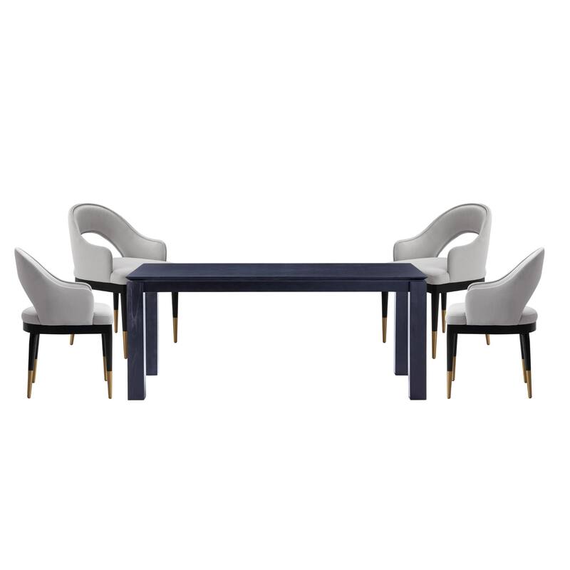 Manhattan Comfort Rockaway Modern 70.86 Solid Wood Dining Set