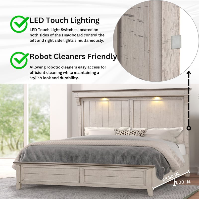 Roundhill Furniture Walcott 5-Piece Bedroom Set with Touch LED Lighting