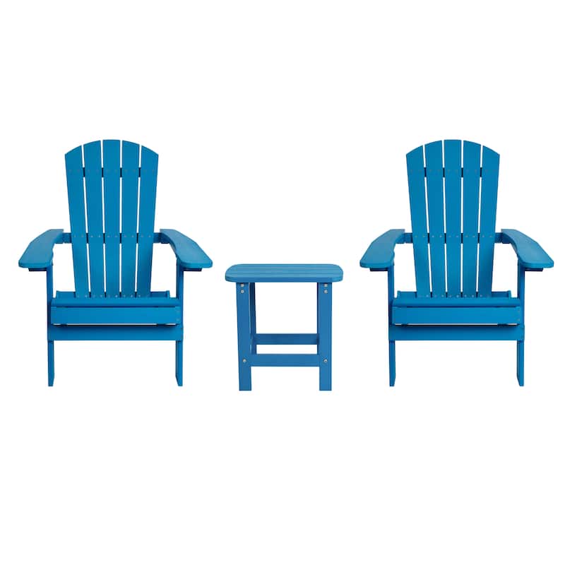 Set of 2 Indoor/Outdoor Folding Adirondack Chairs with Side Table - 34"D x 30.25"W x 37"H